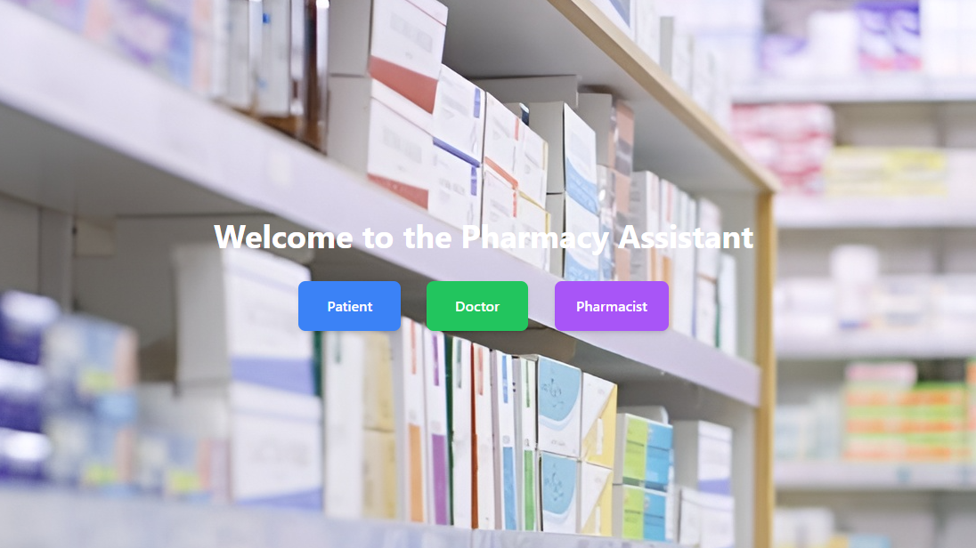 Front page of pharmacy assistant system